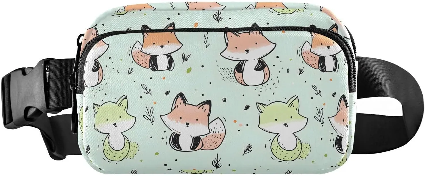 Cartoon Foxes Fanny Pack Water Resistant, Women Men Waist Pack Sling Bag Purse for Travel Hiking