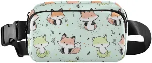 Cartoon Foxes Fanny Pack Water Resistant, Women Men Waist Pack Sling Bag Purse for Travel Hiking