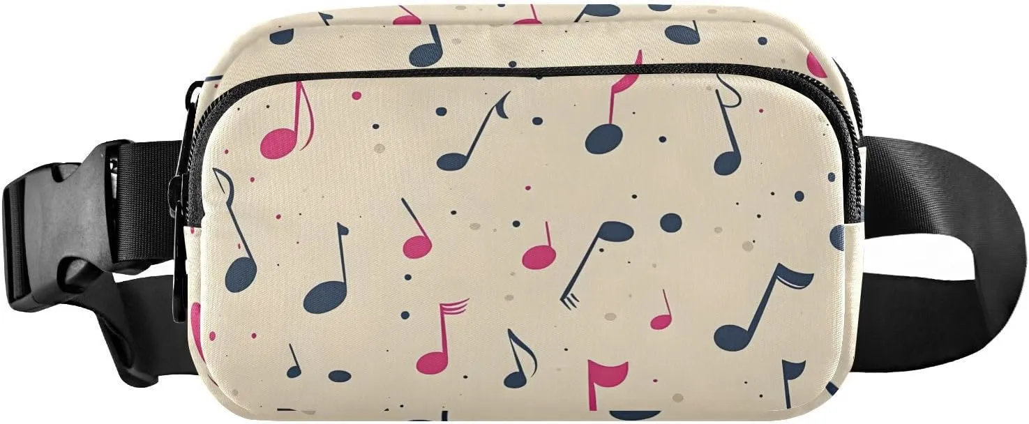 Cartoon Music Fanny Pack Water Resistant, Women Men Waist Pack Sling Bag Purse for Travel Hiking