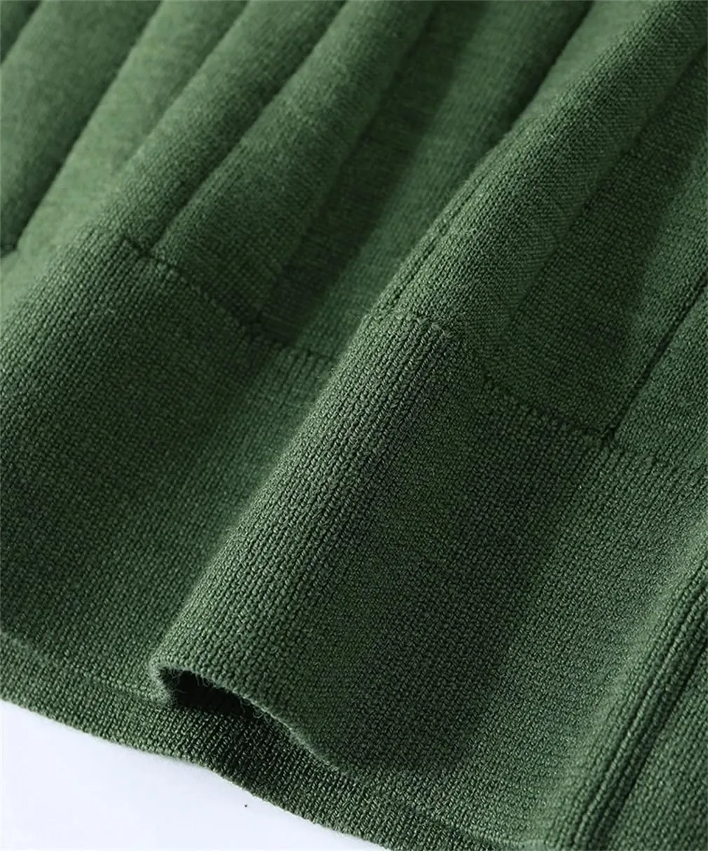 Casual Solid Long Sleeve Wool Sweater Knitwear Men's Turn-Down Collar Wool Sweater Shirts