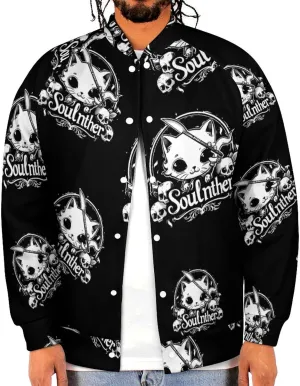 Cat Soul Killer Lightweight Men's Baseball Jackets Relaxed Fit Varsity Bomber Jacket Windbreaker Coat