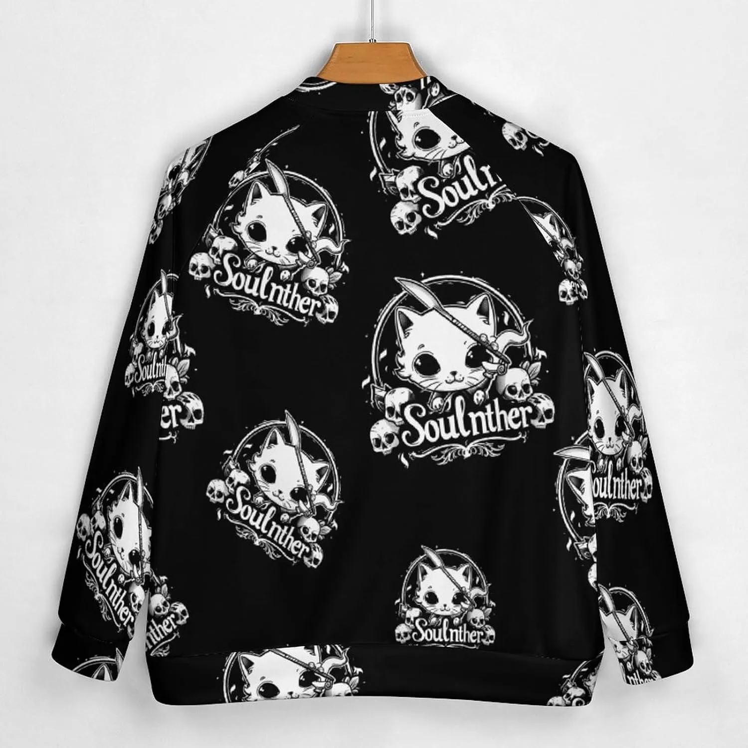 Cat Soul Killer Lightweight Men's Baseball Jackets Relaxed Fit Varsity Bomber Jacket Windbreaker Coat
