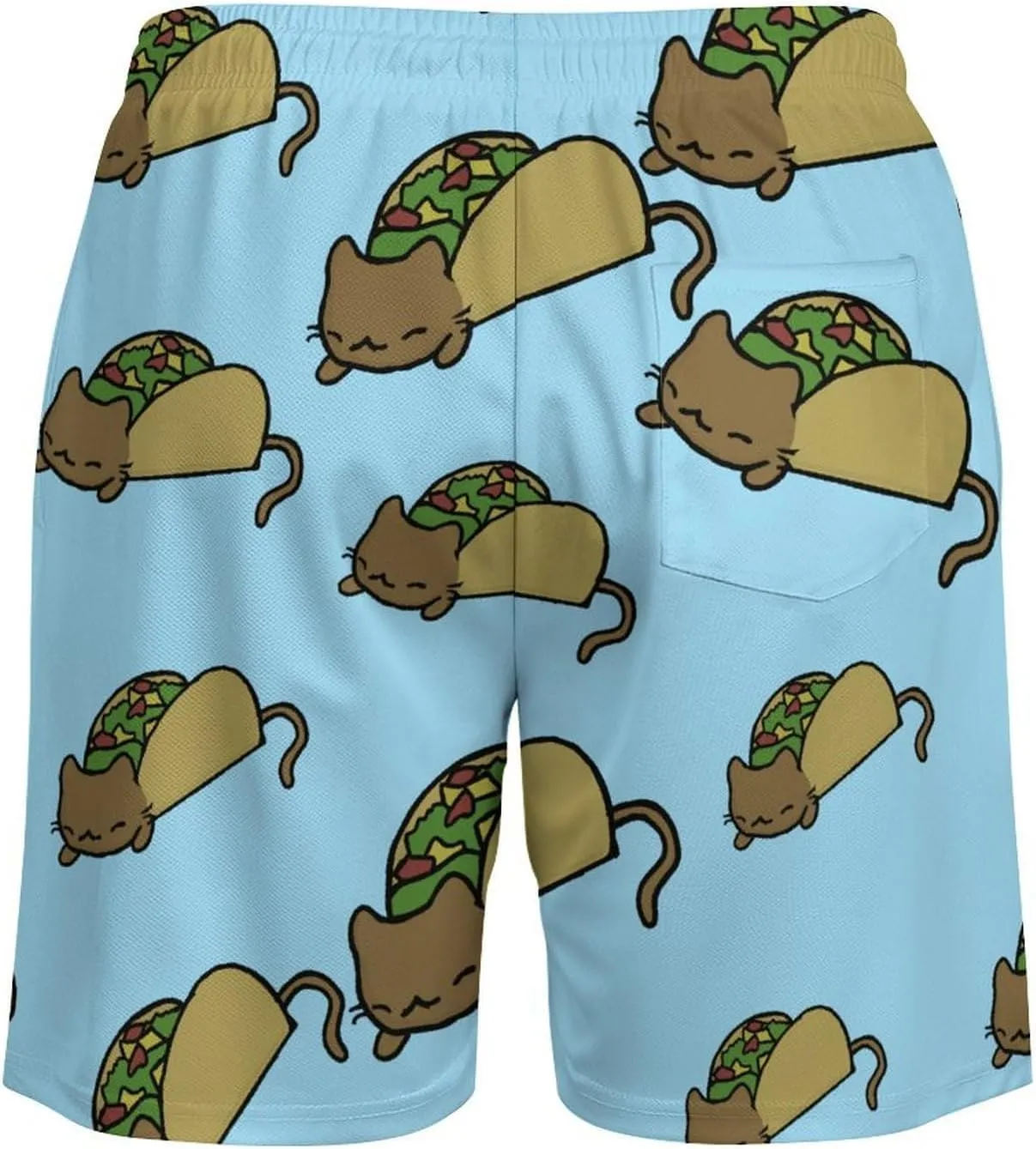 Cat Taco Quick Dry Mens Swim Trunks Swimming Beach Board Shorts with Pockets Workout Gym