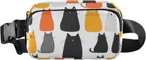 Cats Cartoon Fanny Pack Water Resistant, Women Men Waist Pack Sling Bag Purse for Travel Hiking