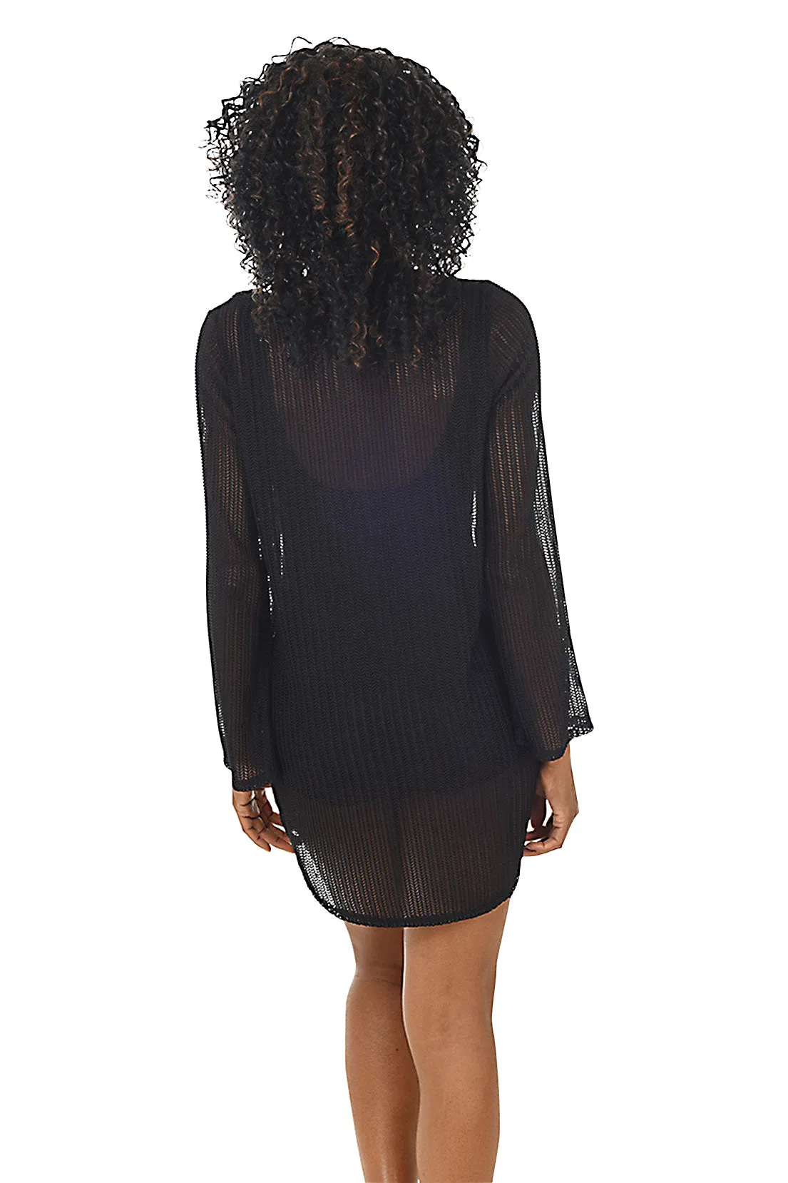 Chevron Mesh Tunic Cover-Up