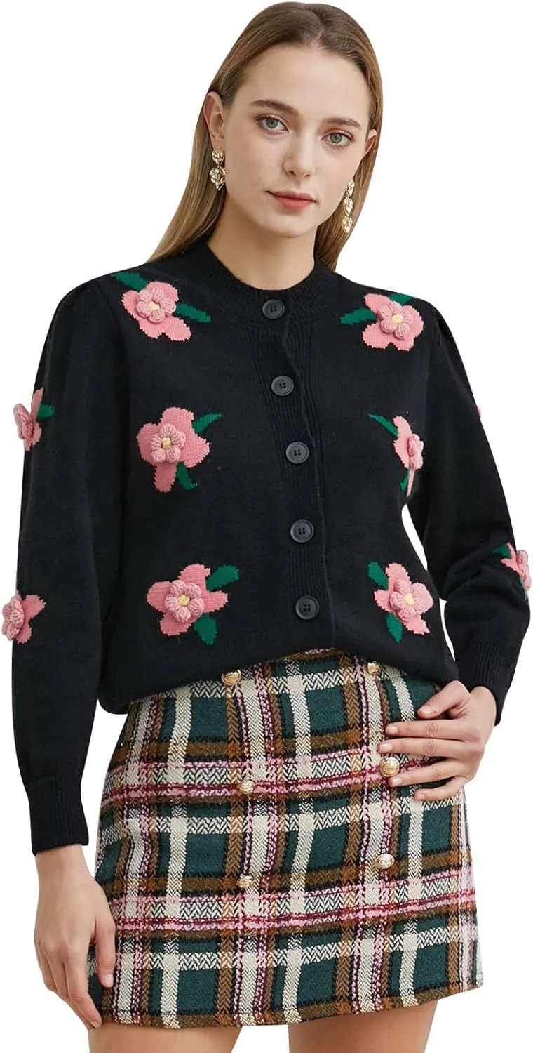 CHICWISH Women Wool Plaid Mini Skirt High Waisted Pencil Skirts Short Tight Bodycon Skirt with Golden Buttons