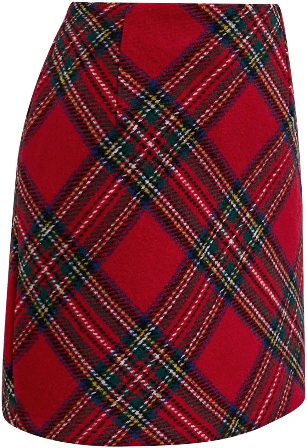 CHICWISH Womens Red Plaid Mini Skirt Fall Winter Tartan Wool High Waisted Bodycon Pencil Skirt