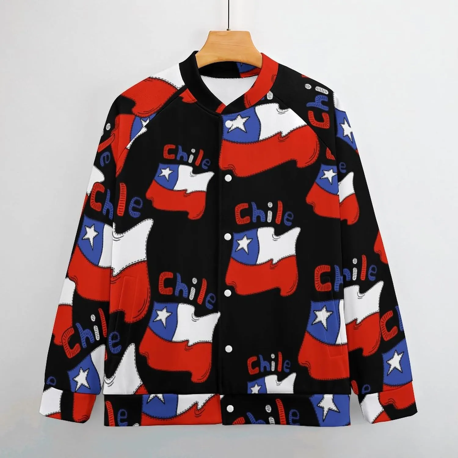 Chilean Flag Chile Lightweight Men's Baseball Jackets Relaxed Fit Varsity Bomber Jacket Windbreaker Coat