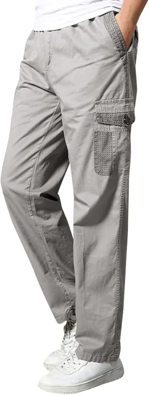 Chino Pant Slim Fit Mens Solid Color Summer Casual Pants Loose Straight Trousers with Pockets Hiking Joggers Gym Sweatpants Overalls Cargo Pants Y20k Men