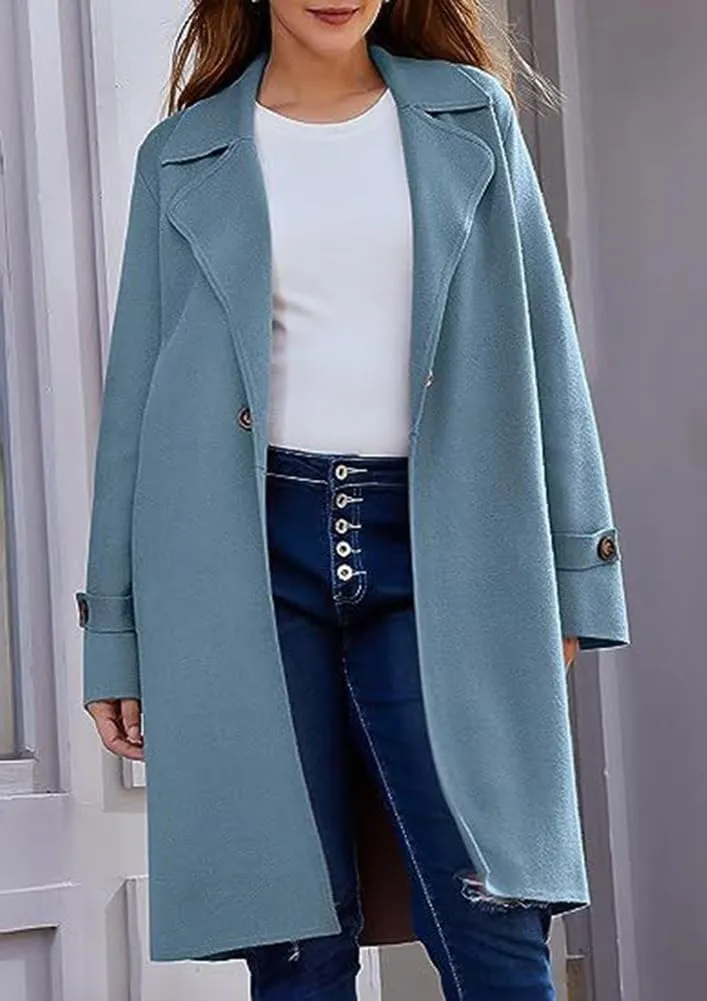 chouyatou Women's Casual Notch Lapel Wool Coat Single Breasted Long Winter Wool Trench Pea Coat