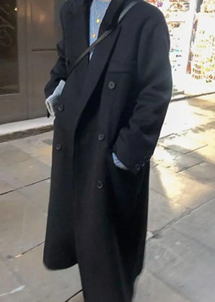 chouyatou Women's Winter Business Casual Wool Coat Double Breasted Mid Long Trench Coat Overcoat