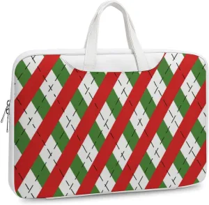 Christmas Checkered Leather Bag Laptop Case Slim Water Resistant Computer Bags with Handle Briefcase for Work