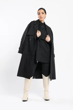 CLASSIC COMFORT TRENCH COAT - BLACK