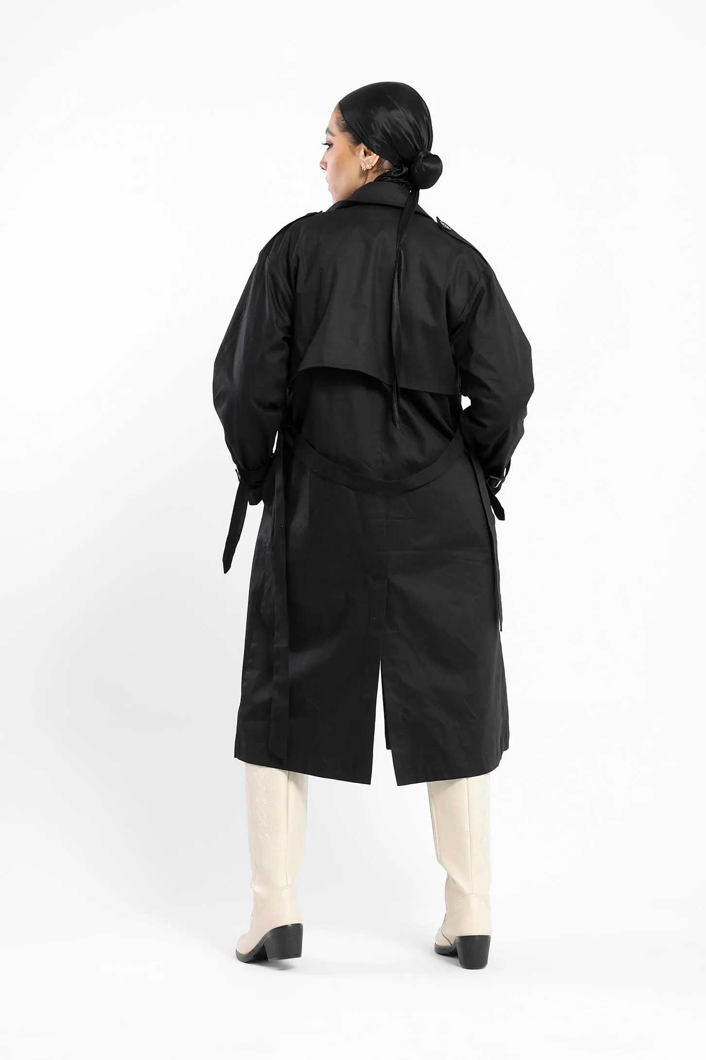 CLASSIC COMFORT TRENCH COAT - BLACK
