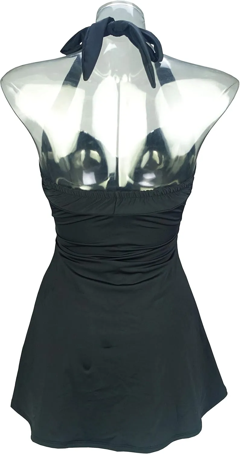 COCOSHIP Vintage Sailor Pin Up Swimsuit Retro One Piece Skirtini Cover Up Swimdress(FBA)