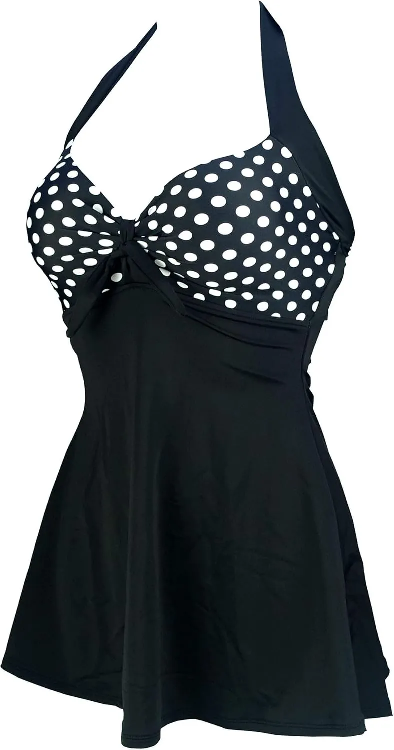 COCOSHIP Vintage Sailor Pin Up Swimsuit Retro One Piece Skirtini Cover Up Swimdress(FBA)
