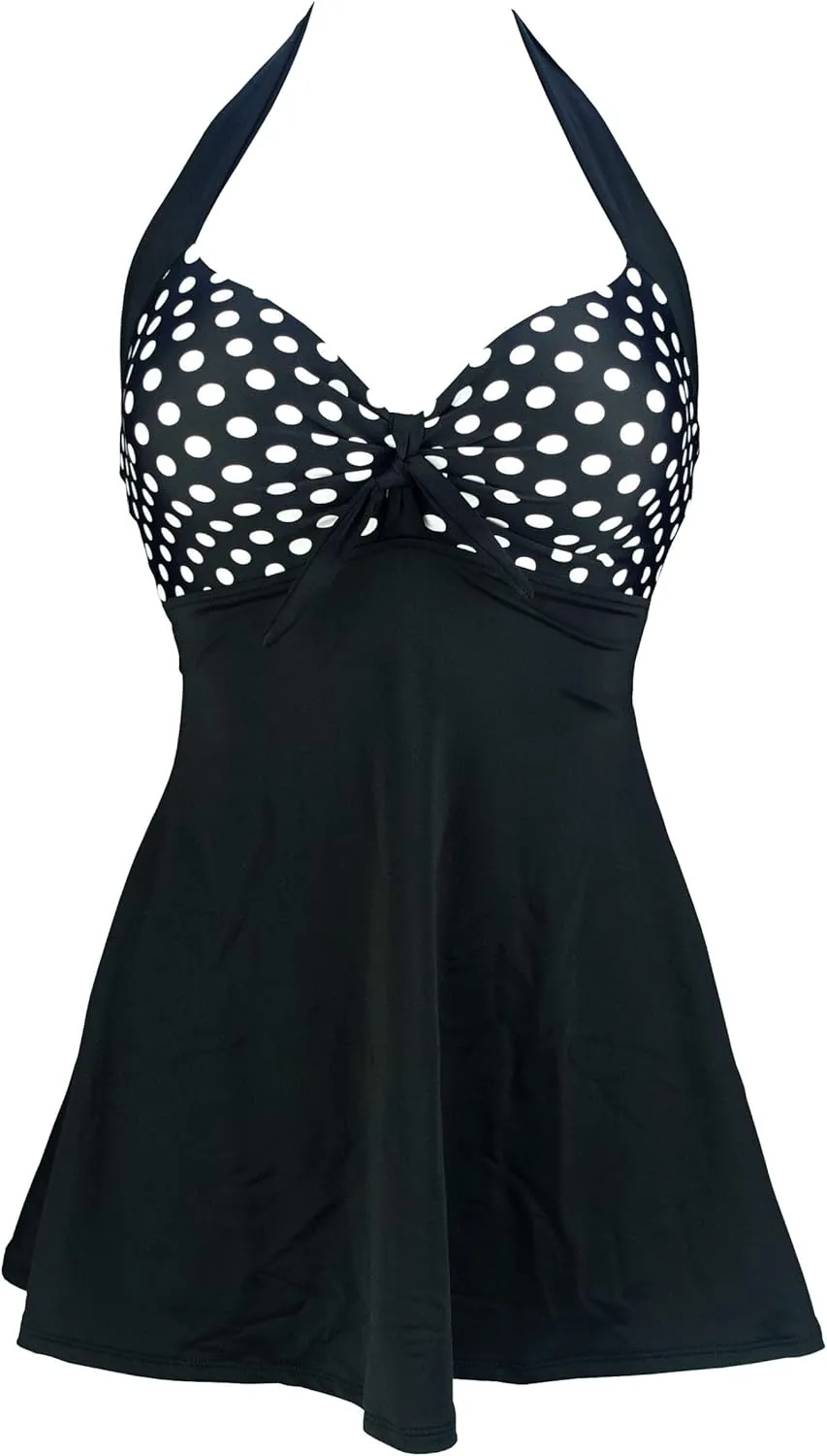 COCOSHIP Vintage Sailor Pin Up Swimsuit Retro One Piece Skirtini Cover Up Swimdress(FBA)