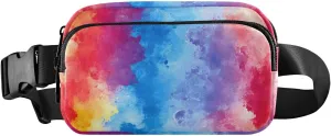 Colored Watercolor Fanny Pack Water Resistant, Women Men Waist Pack Sling Bag Purse for Travel Hiking