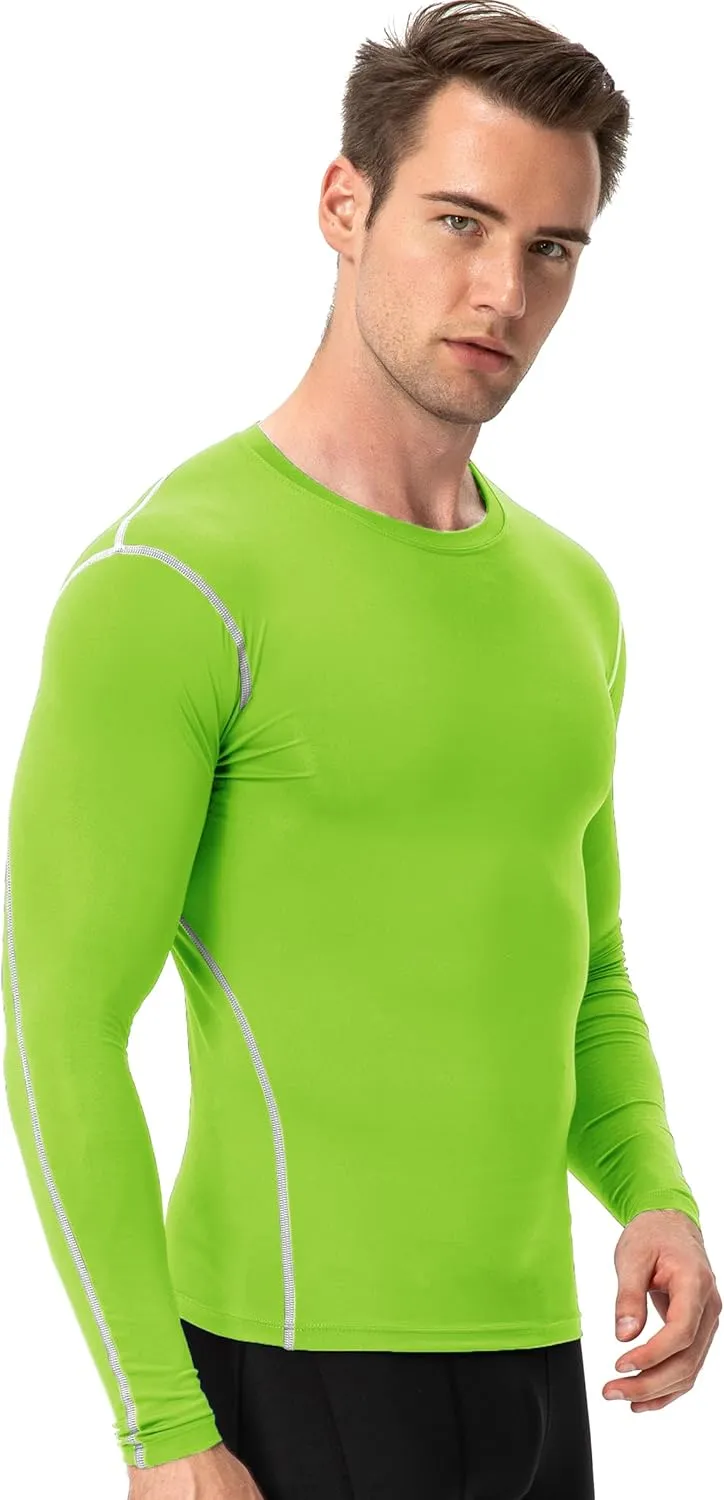 Compression Shirt for Men Workout Long Sleeve T Shirts Athletic Dry Fit Muscle Tops Base Layer for Basketball Gym