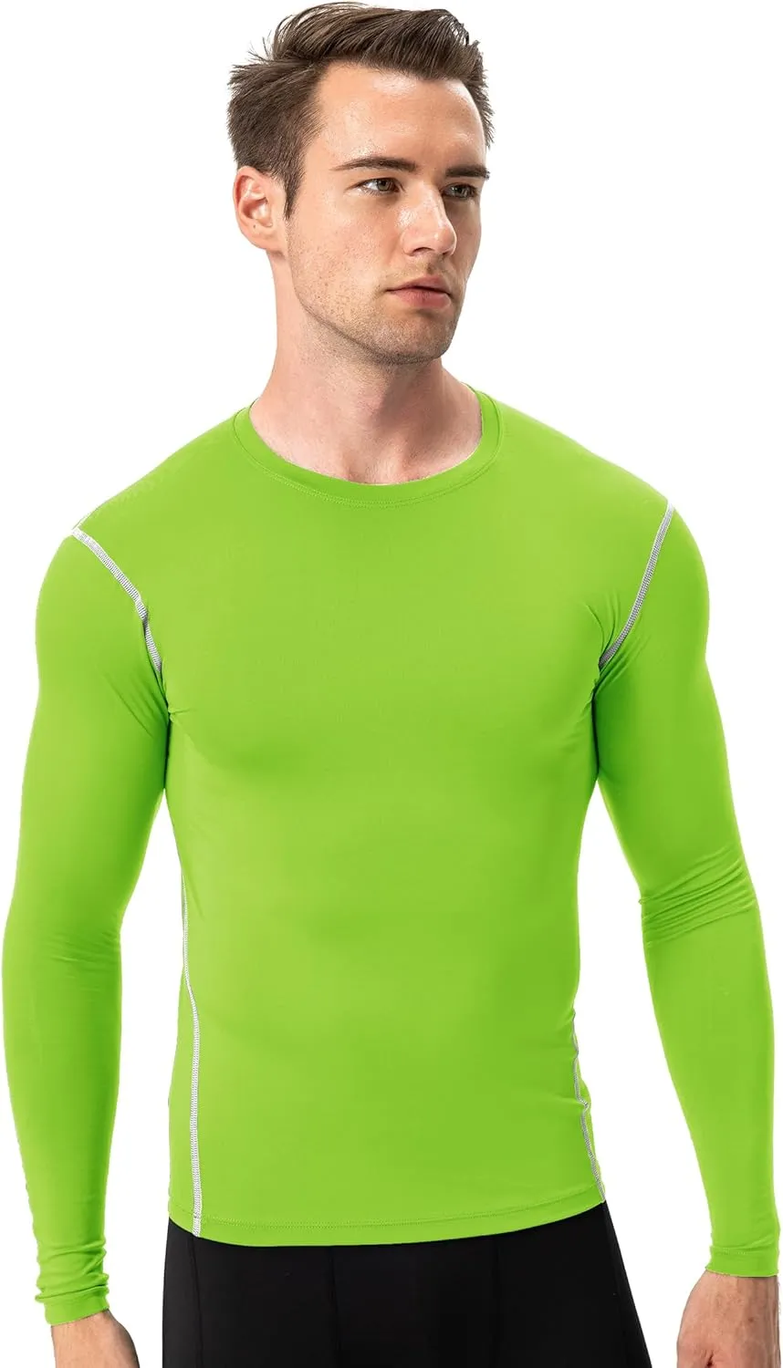 Compression Shirt for Men Workout Long Sleeve T Shirts Athletic Dry Fit Muscle Tops Base Layer for Basketball Gym