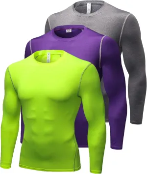 Compression Shirt for Men Workout Long Sleeve T Shirts Athletic Dry Fit Muscle Tops Base Layer for Basketball Gym