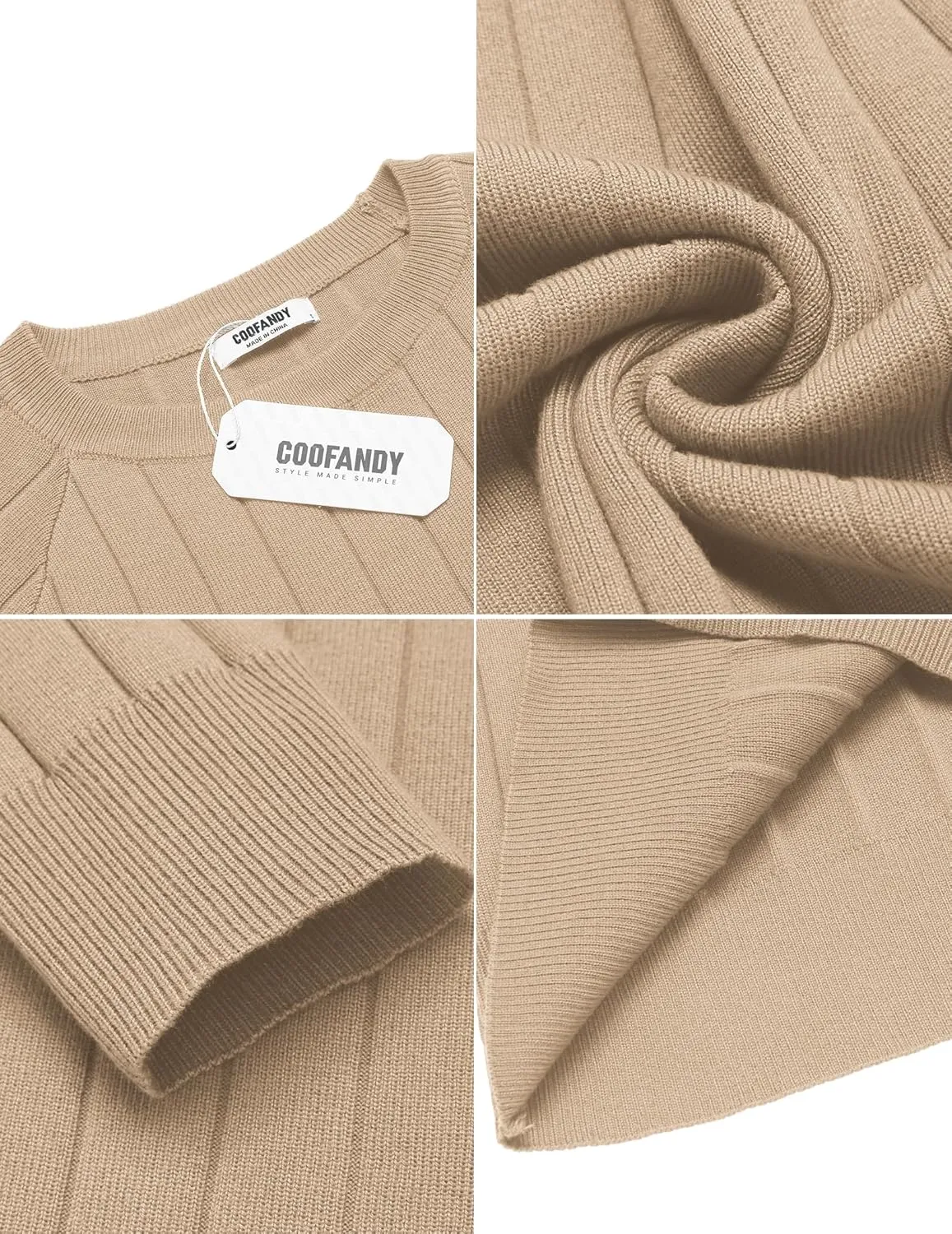 COOFANDY Men Dress Sweater Long Sleeve Crew Neck Sweater Slim Fit Business Casual Pullover Sweater