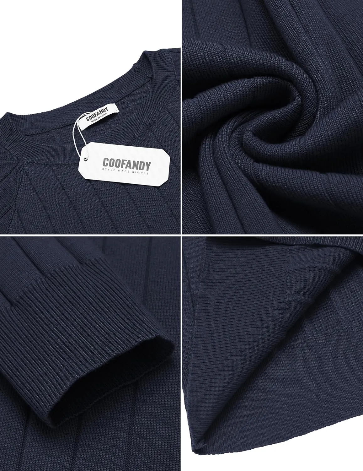 COOFANDY Men Dress Sweater Long Sleeve Crew Neck Sweater Slim Fit Business Casual Pullover Sweater