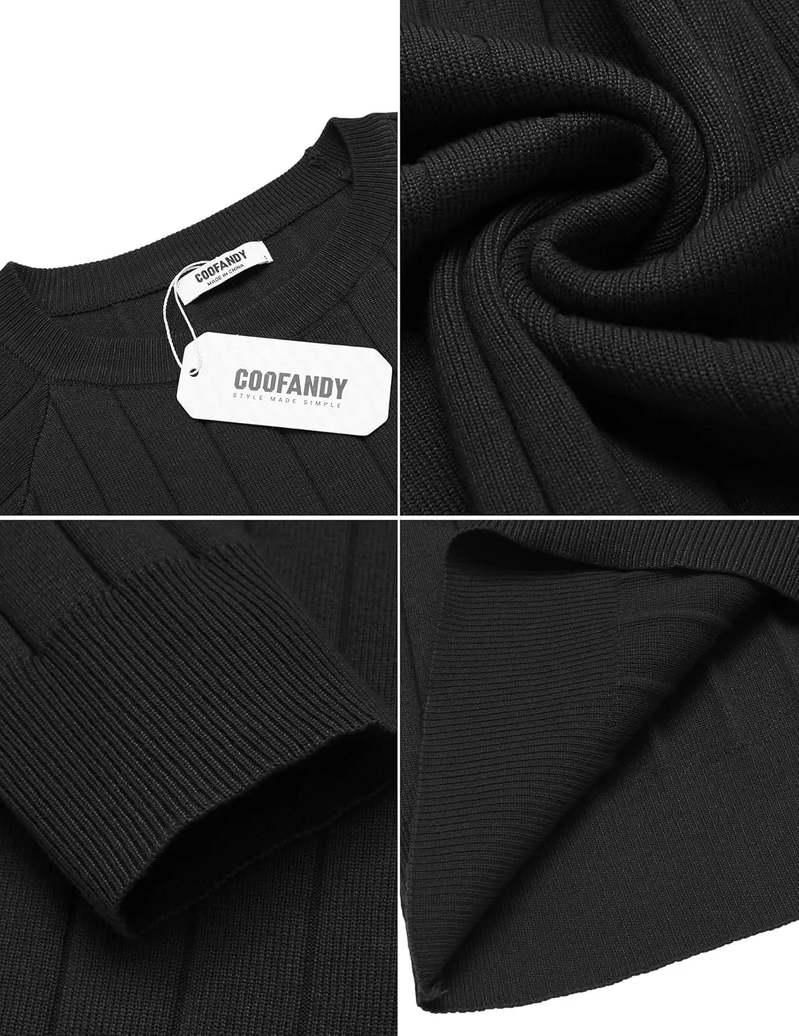 COOFANDY Men Dress Sweater Long Sleeve Crew Neck Sweater Slim Fit Business Casual Pullover Sweater