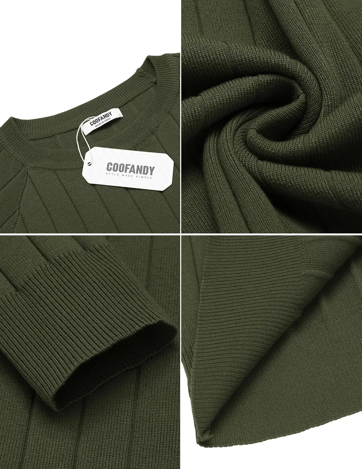 COOFANDY Men Dress Sweater Long Sleeve Crew Neck Sweater Slim Fit Business Casual Pullover Sweater