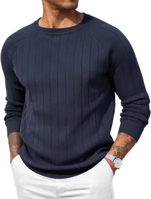 COOFANDY Men Dress Sweater Long Sleeve Crew Neck Sweater Slim Fit Business Casual Pullover Sweater