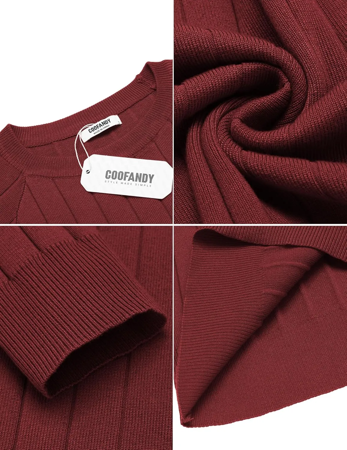 COOFANDY Men Dress Sweater Long Sleeve Crew Neck Sweater Slim Fit Business Casual Pullover Sweater