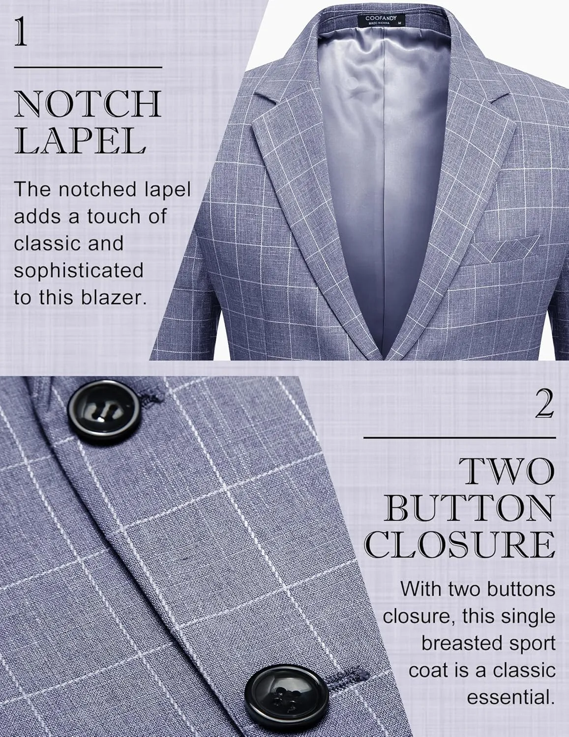 COOFANDY Men's Blazer Casual Slim Fit Sport Coats Two Button Lightweight Suit Jacket