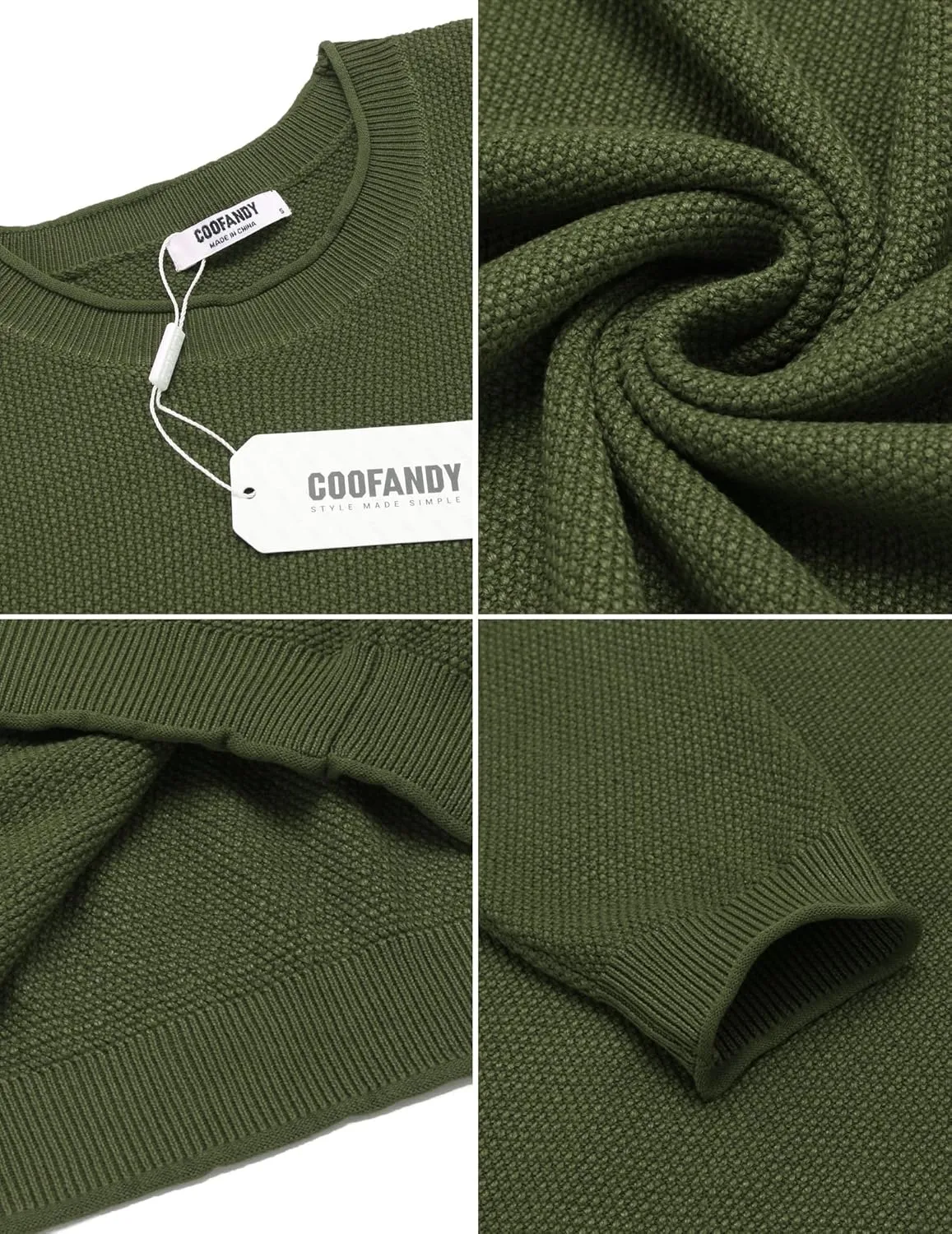 COOFANDY Mens Dress Pullover Sweater Lightweight Waffle Knit Sweater Slim Fit Crewneck Business Casual Sweater