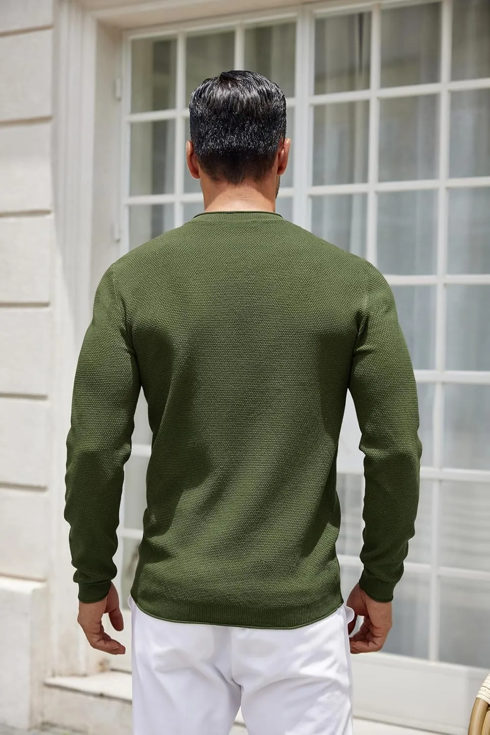 COOFANDY Mens Dress Pullover Sweater Lightweight Waffle Knit Sweater Slim Fit Crewneck Business Casual Sweater