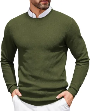 COOFANDY Mens Dress Pullover Sweater Lightweight Waffle Knit Sweater Slim Fit Crewneck Business Casual Sweater