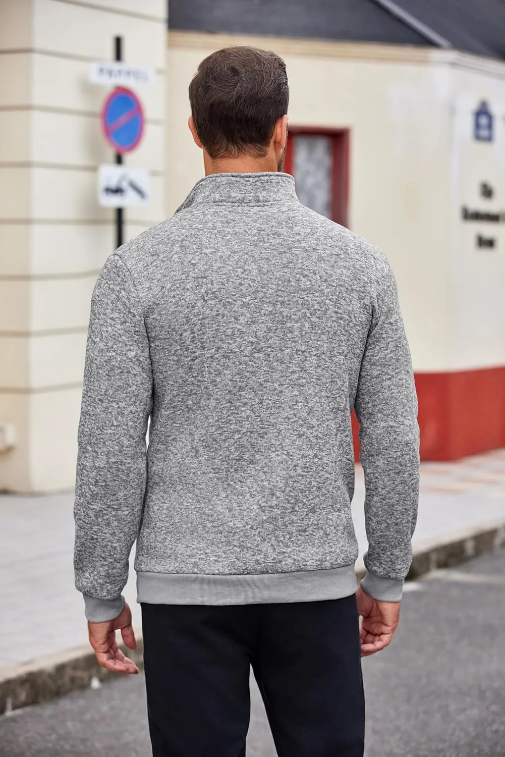 COOFANDY Men's Quarter Zip Pullover Casual Long Sleeve Sweater Slim Fit Sweater Mock Neck Polo Sweater
