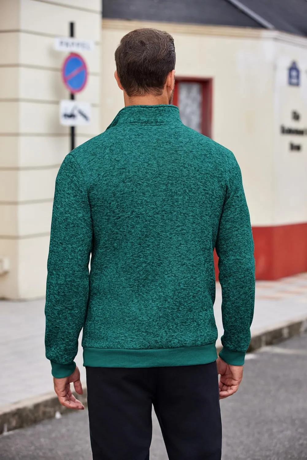 COOFANDY Men's Quarter Zip Pullover Casual Long Sleeve Sweater Slim Fit Sweater Mock Neck Polo Sweater