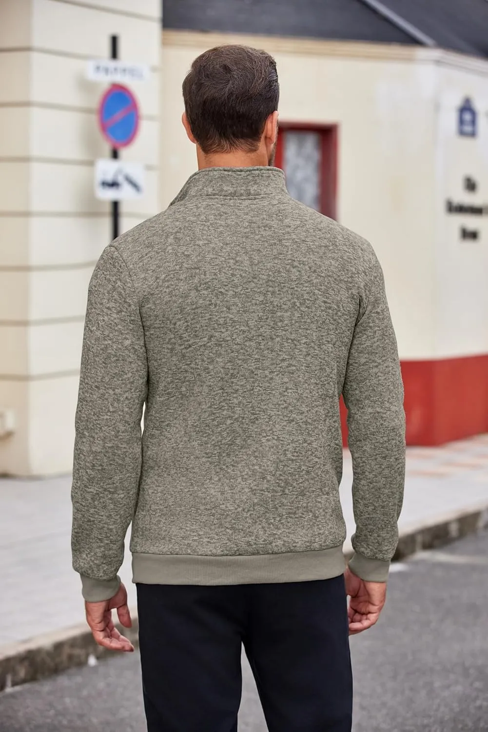 COOFANDY Men's Quarter Zip Pullover Casual Long Sleeve Sweater Slim Fit Sweater Mock Neck Polo Sweater