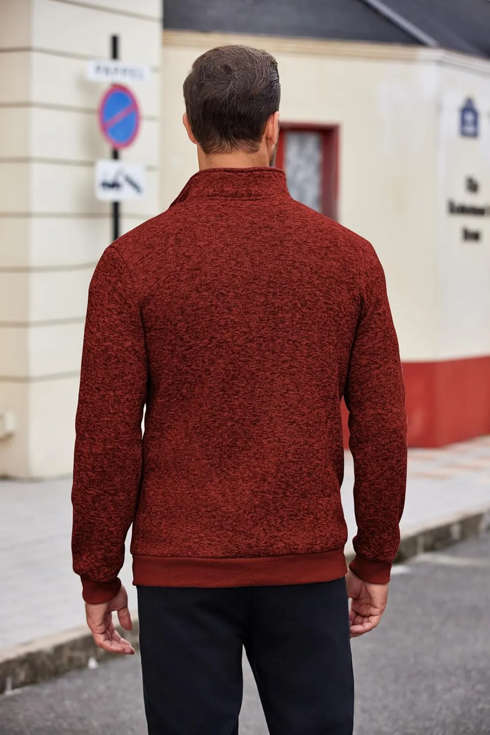 COOFANDY Men's Quarter Zip Pullover Casual Long Sleeve Sweater Slim Fit Sweater Mock Neck Polo Sweater