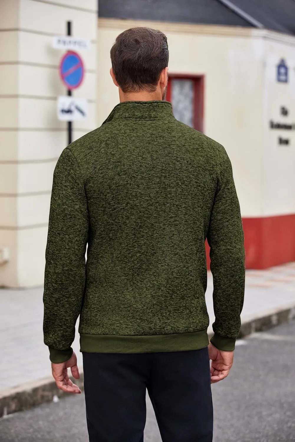 COOFANDY Men's Quarter Zip Pullover Casual Long Sleeve Sweater Slim Fit Sweater Mock Neck Polo Sweater