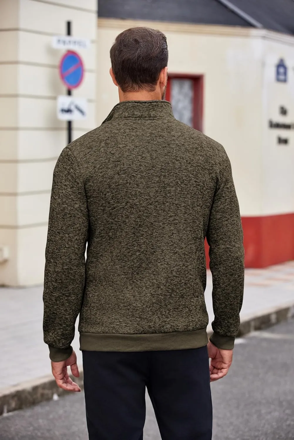 COOFANDY Men's Quarter Zip Pullover Casual Long Sleeve Sweater Slim Fit Sweater Mock Neck Polo Sweater