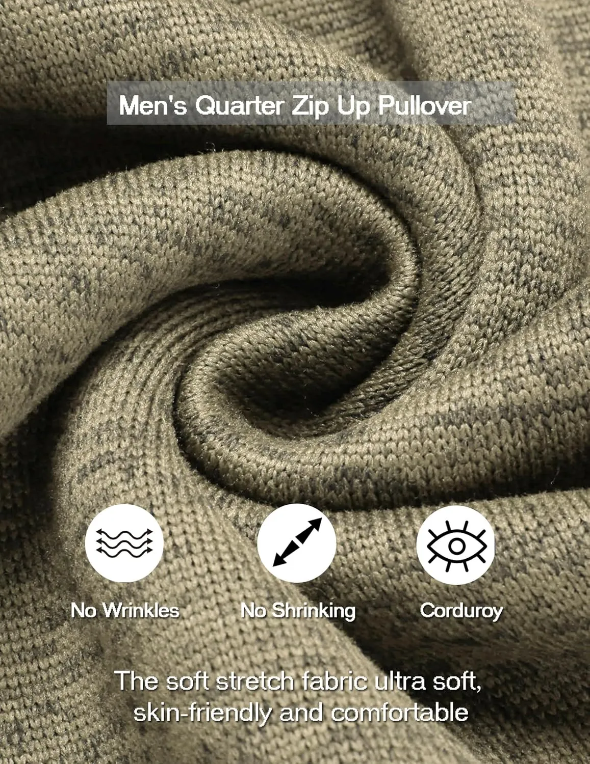 COOFANDY Men's Quarter Zip Pullover Casual Long Sleeve Sweater Slim Fit Sweater Mock Neck Polo Sweater