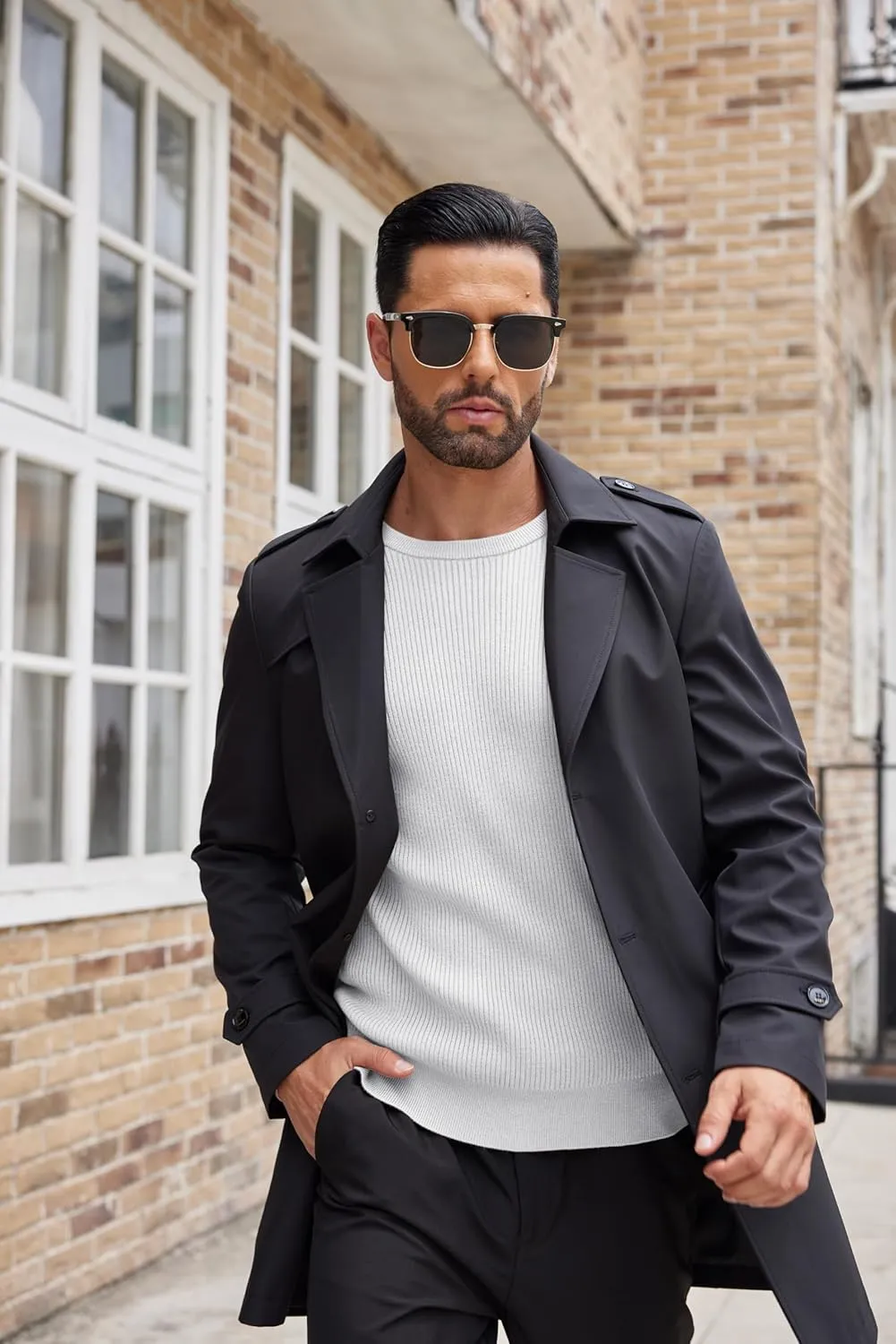 COOFANDY Men's Ribbed Crewneck Sweater Long Sleeve Slim Fit Knitted Pullover Sweater