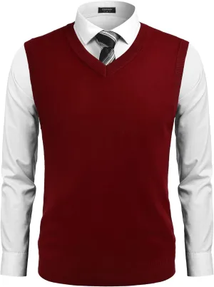 COOFANDY Men's Sleeveless V Neck Pullover Sweater Slim Fit Casual Argyle Sweater Vest