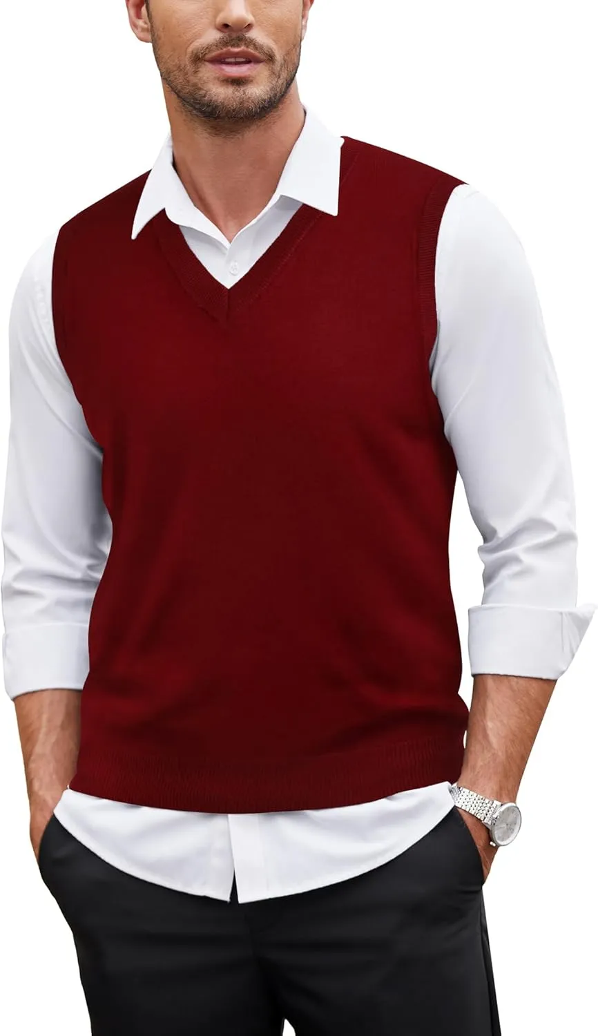 COOFANDY Men's Sleeveless V Neck Pullover Sweater Slim Fit Casual Argyle Sweater Vest