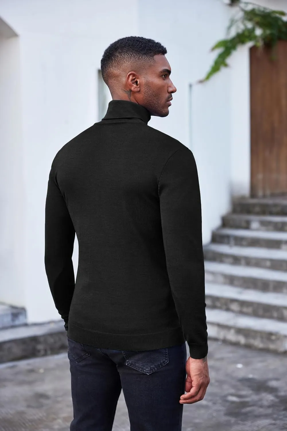 COOFANDY Men's Slim Fit Turtleneck Sweater Casual Basic Knitted Long Sleeve Pullover Sweater
