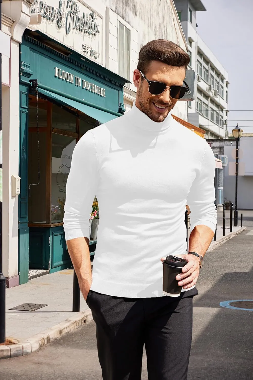 COOFANDY Men's Slim Fit Turtleneck Sweater Casual Basic Knitted Long Sleeve Pullover Sweater