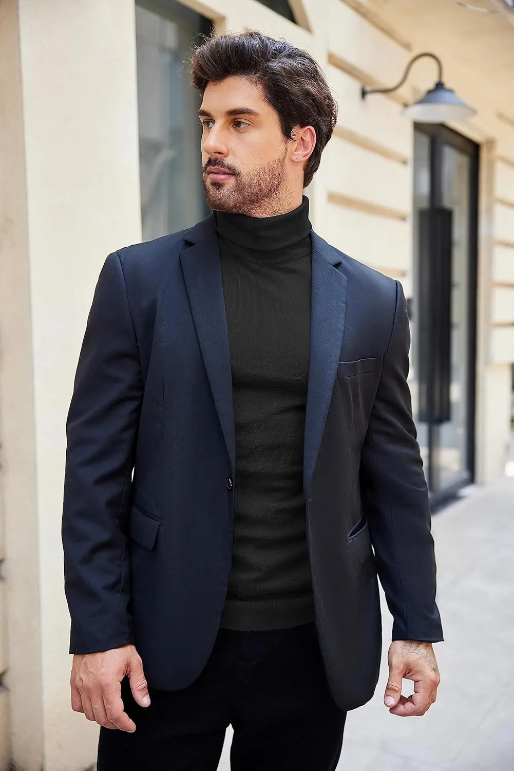 COOFANDY Men's Slim Fit Turtleneck Sweater Casual Basic Knitted Long Sleeve Pullover Sweater