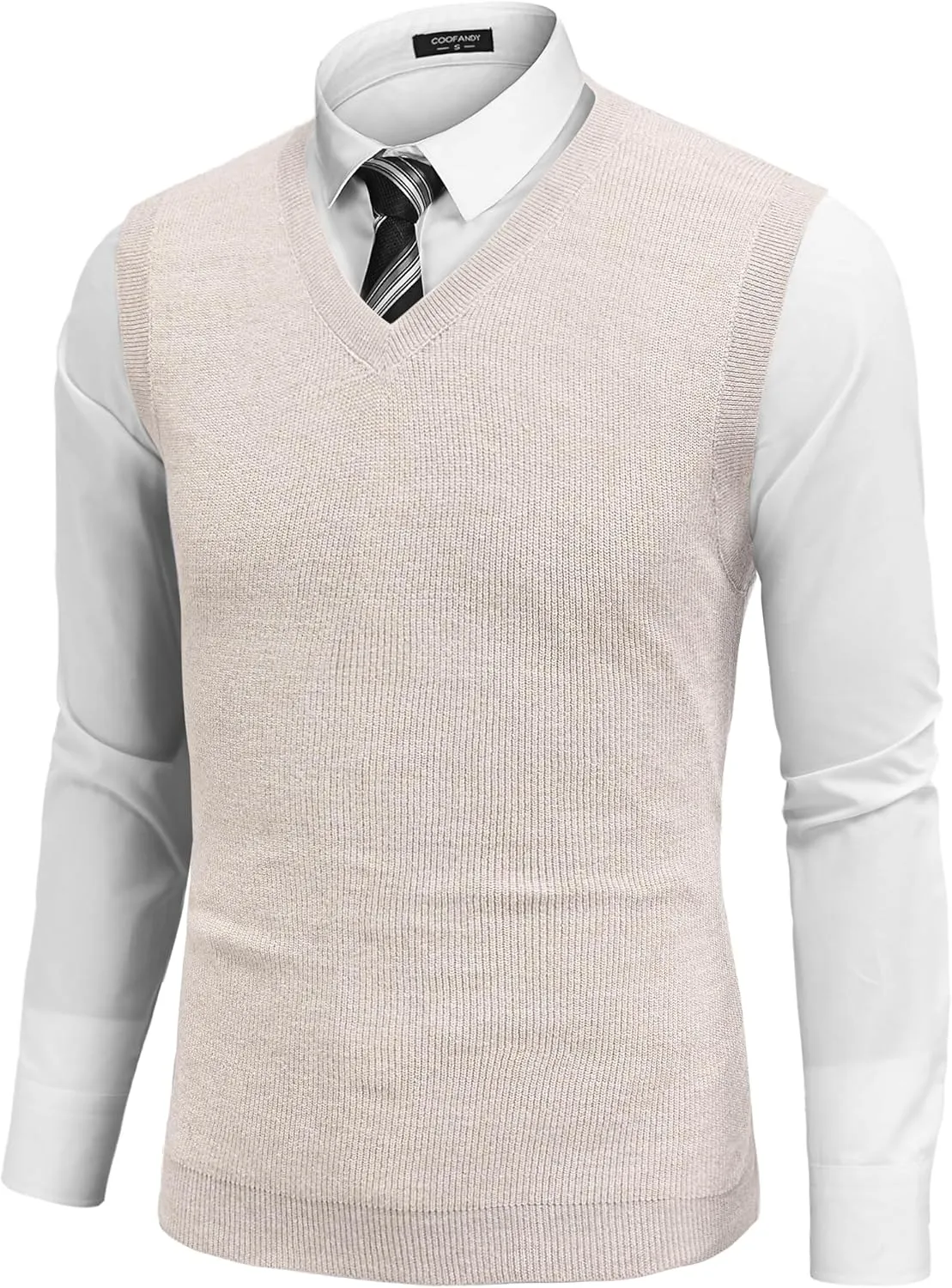 COOFANDY Men's Sweater Vest V Neck Sleeveless Sweater Slim Fit Casual Knitted Pullover Sweater