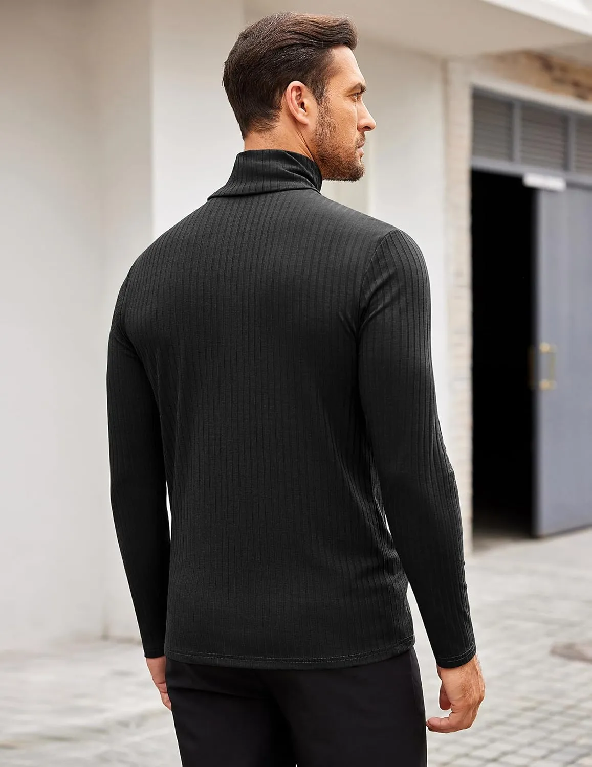 COOFANDY Men's Turtleneck Sweater Slim Fit Lightweight Basic Ribbed Sweaters